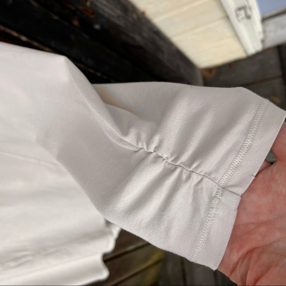 Zenergy By Chico’s Beige Lightweight 3/4 Sleeve Jersey Knit Hooded Cardigan Sz L - Picture 10 of 14